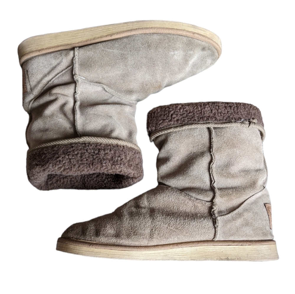 (2/$25) River Island fold-down plush lined boots, tan